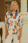 Pattern Play Geometric Button Down Top - Multi