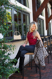 Sparkle & Cheer Sleeveless Metallic Top - Wine