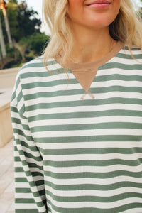Z Supply: Low Key Stripe Sweatshirt - Monstera