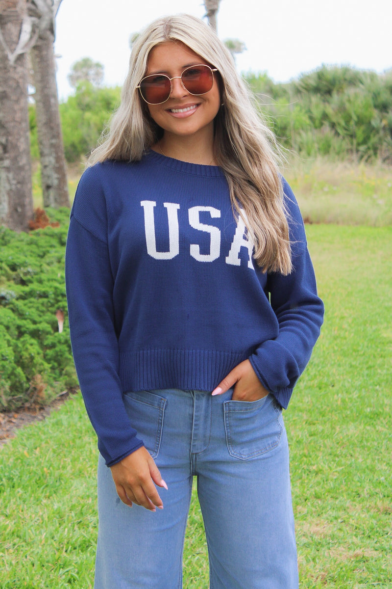 Z Supply: Sienna USA Sweater - Yacht Blue