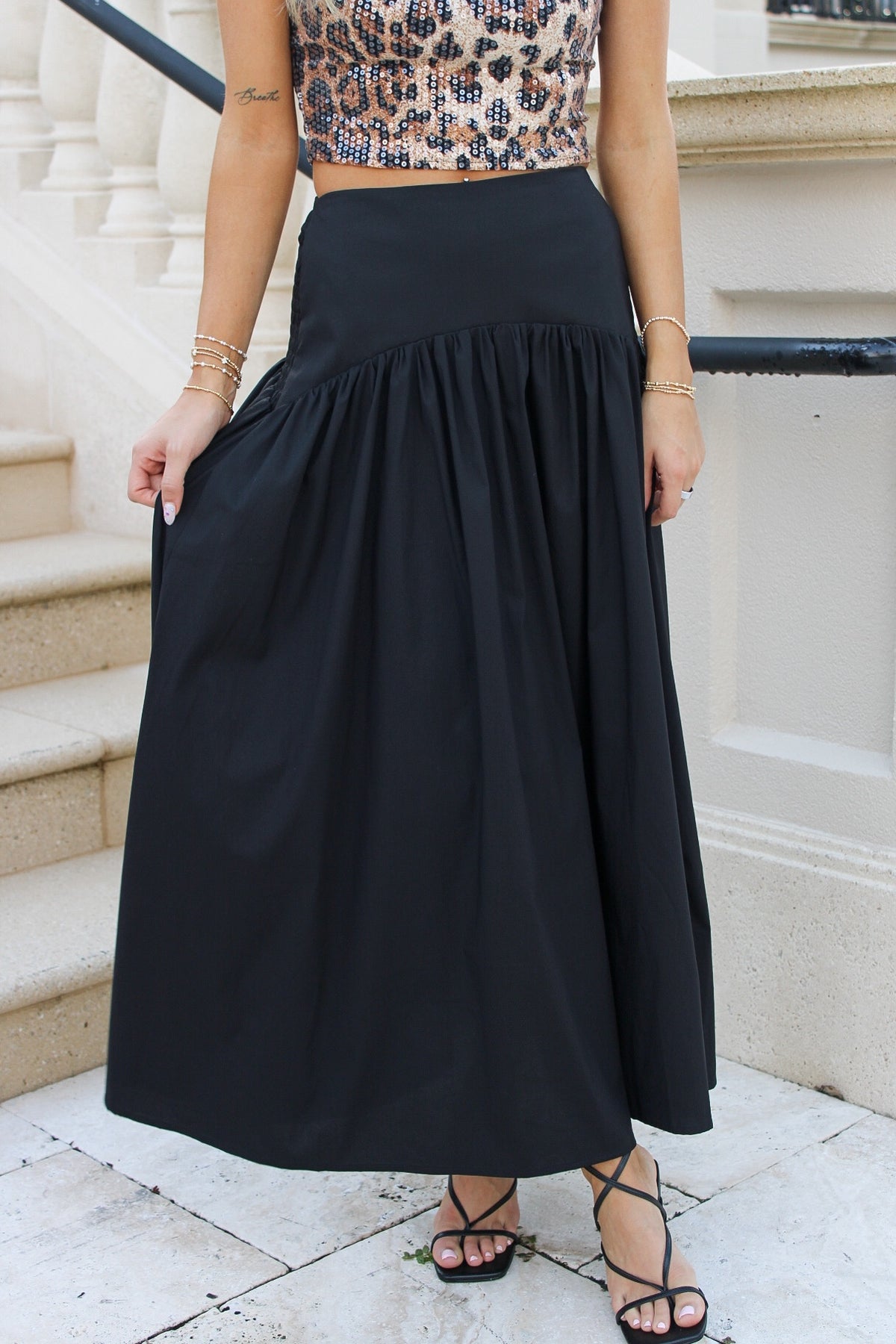 Endless Nights Maxi Skirt - Black