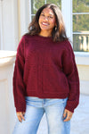 Warm Embrace Heart Sweater - Burgundy