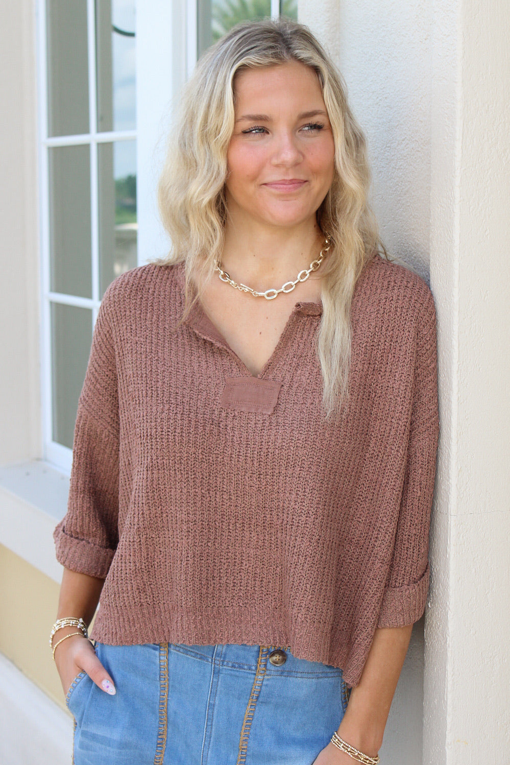 Cozy Dreams Cropped Sweater - Coco