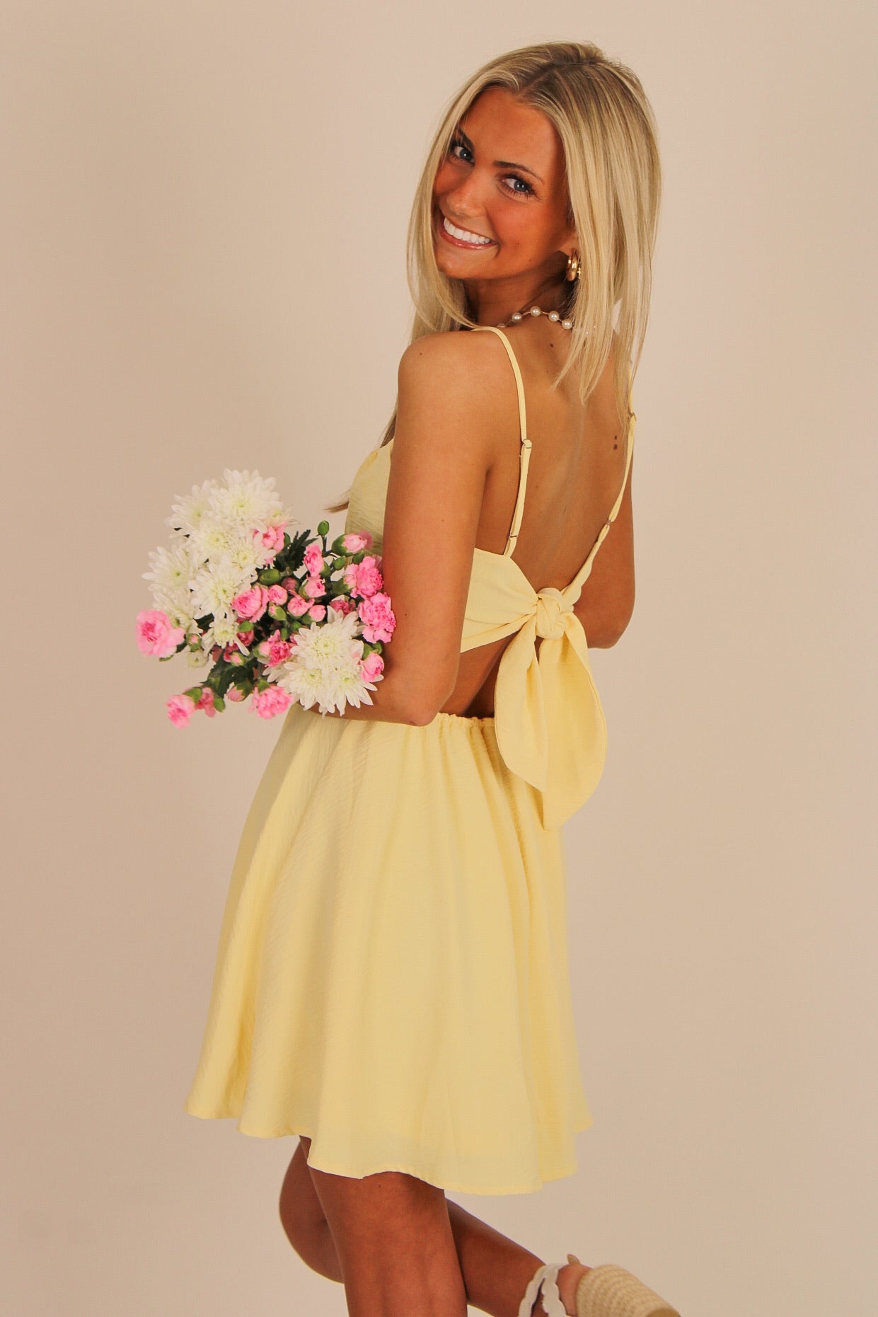 My Summer Love Tie Back Skater Dress - Yellow