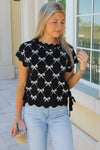 Wrapped With Love Bow Pattern Sweater - Black