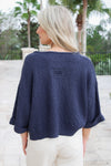 Cozy Dreams Cropped Sweater - Navy