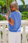 Casual Days Ahead Linen Top - Orchid Blue