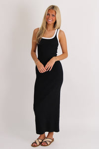 The Hampton Ribbed Maxi Dress - Black