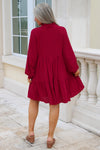 Autumn Harvest Woven Tiered Dress - Wine