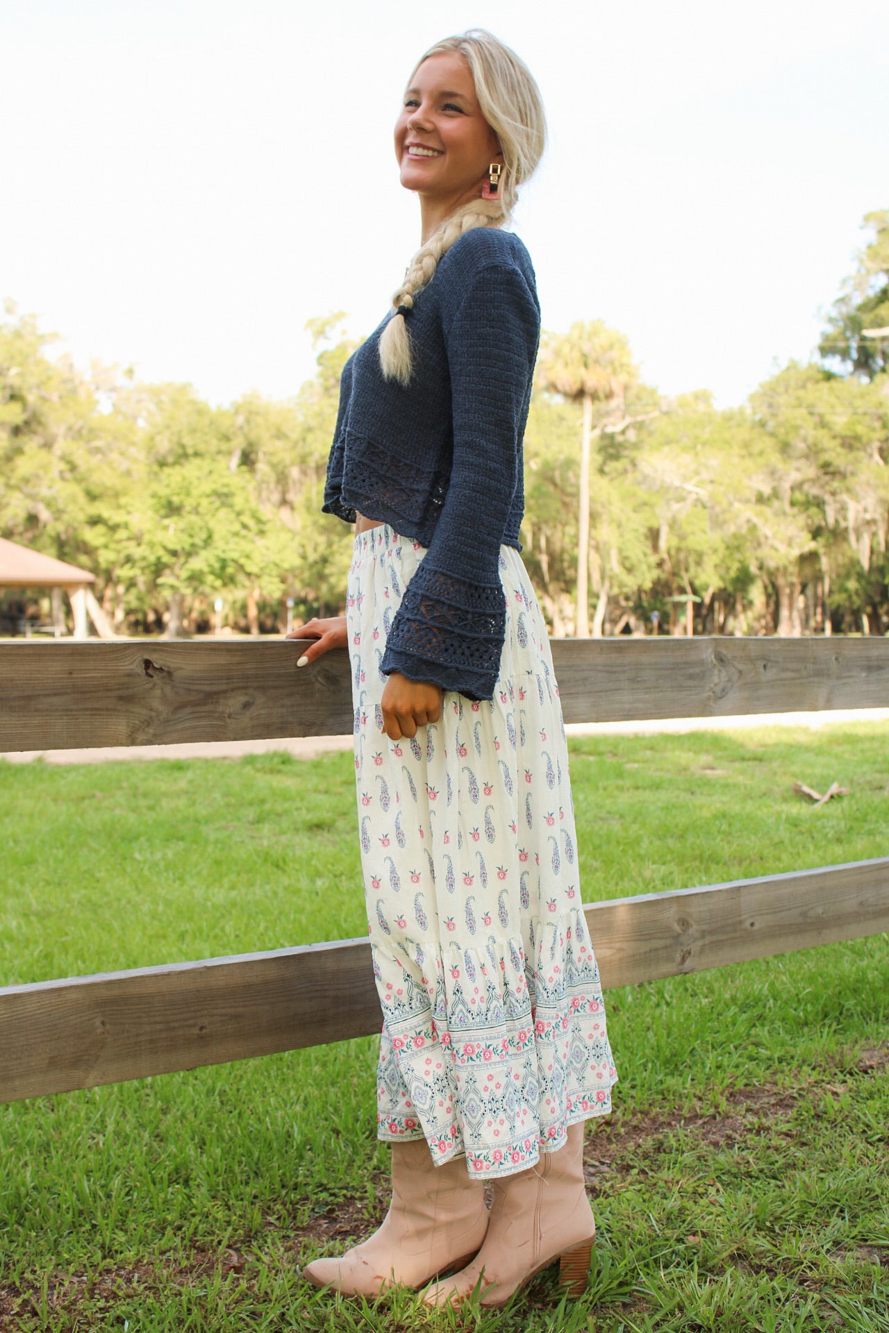 Sadie & Sage: Sagebrush Maxi Skirt - Cream Multi