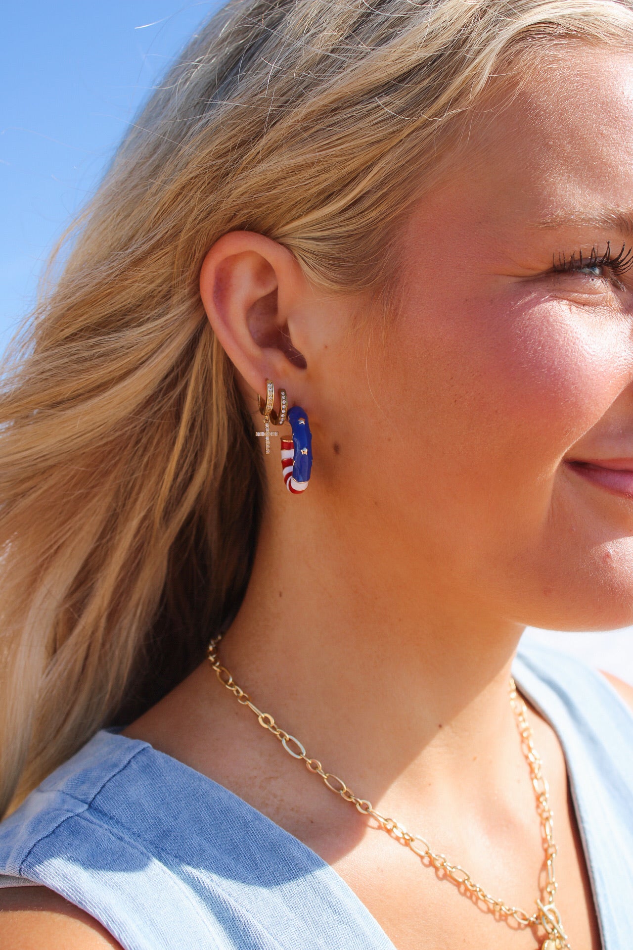 American Flag  Hoop Earring