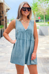 Cheering For You Tiered Mini Dress - Lake Blue