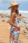 Feeling So Vibrant Halter Midi Dress - Multi