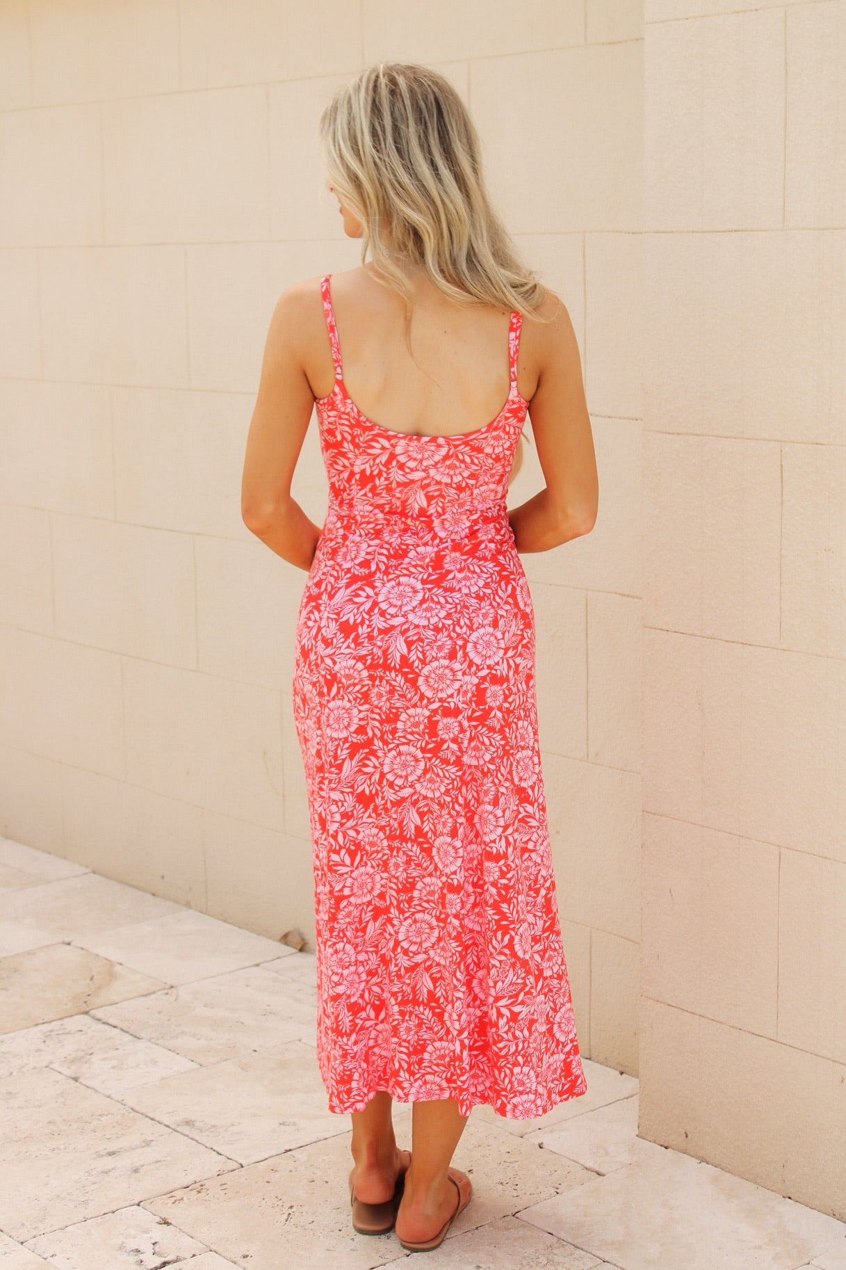 Z Supply: Charisma Ona Floral Midi Dress - Lychee