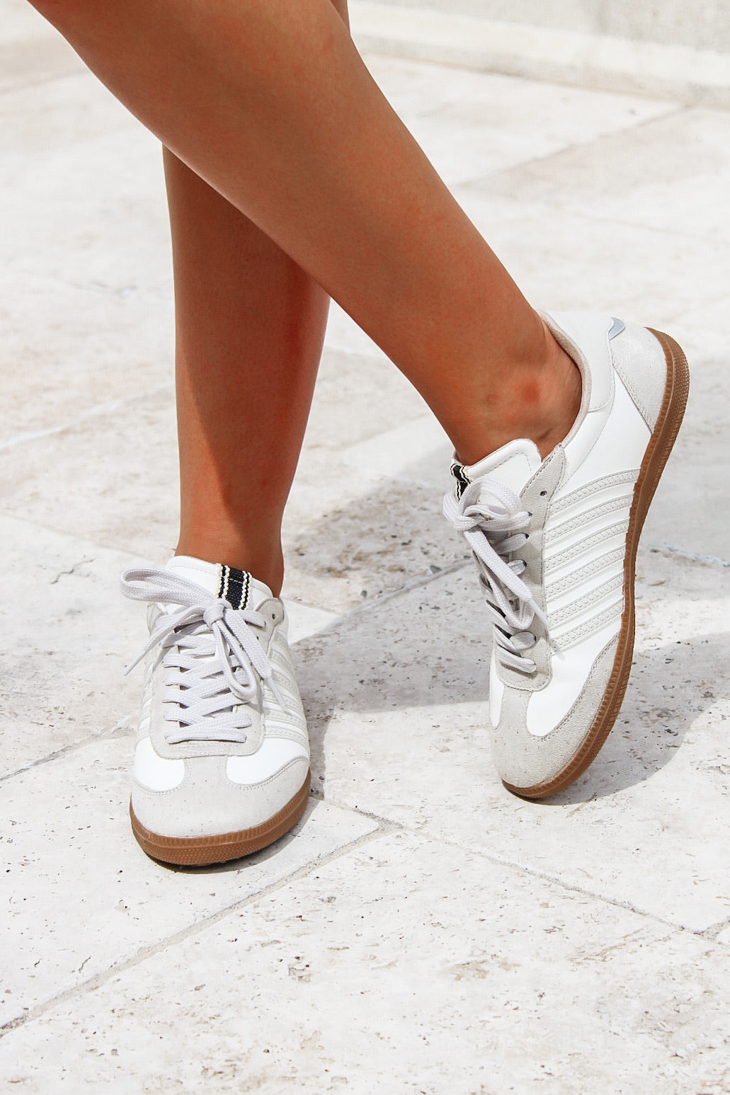 ShuShop: Stevie Suede Lo-Top  Sneakers - White