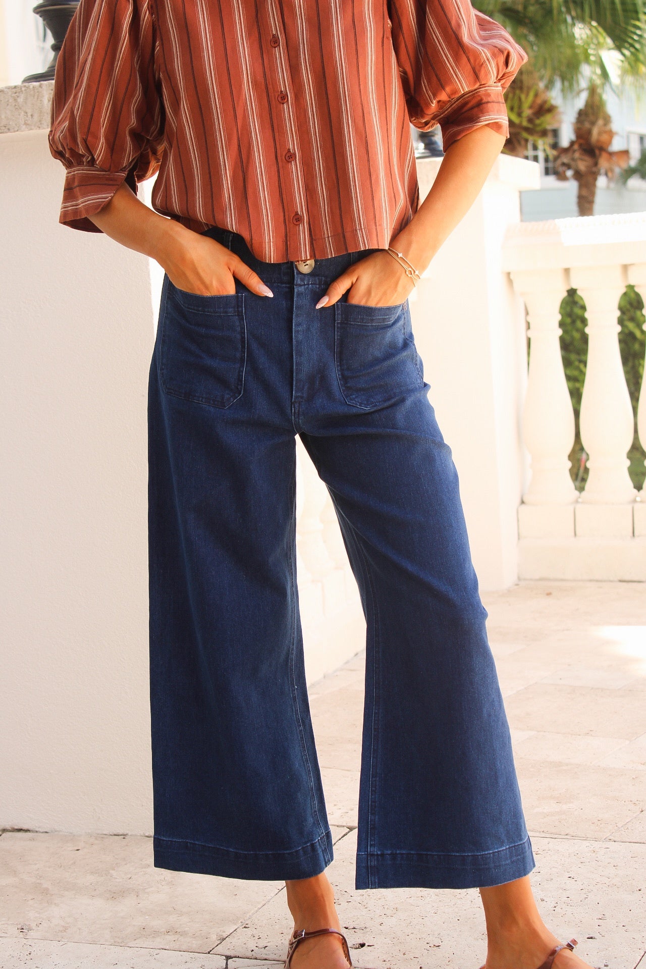 Weekend Vibes Patch Pocket Pants - Dk Denim