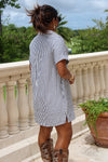 Autumn Awaits Striped Mini Dress - Navy