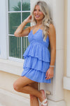 Ocean Breeze Gingham Halter Mini Dress - Blue
