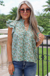 Changing Seasons Floral Ruffle Top - Mint