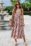 Tropical Times Smocked Midi Dress - Mocha