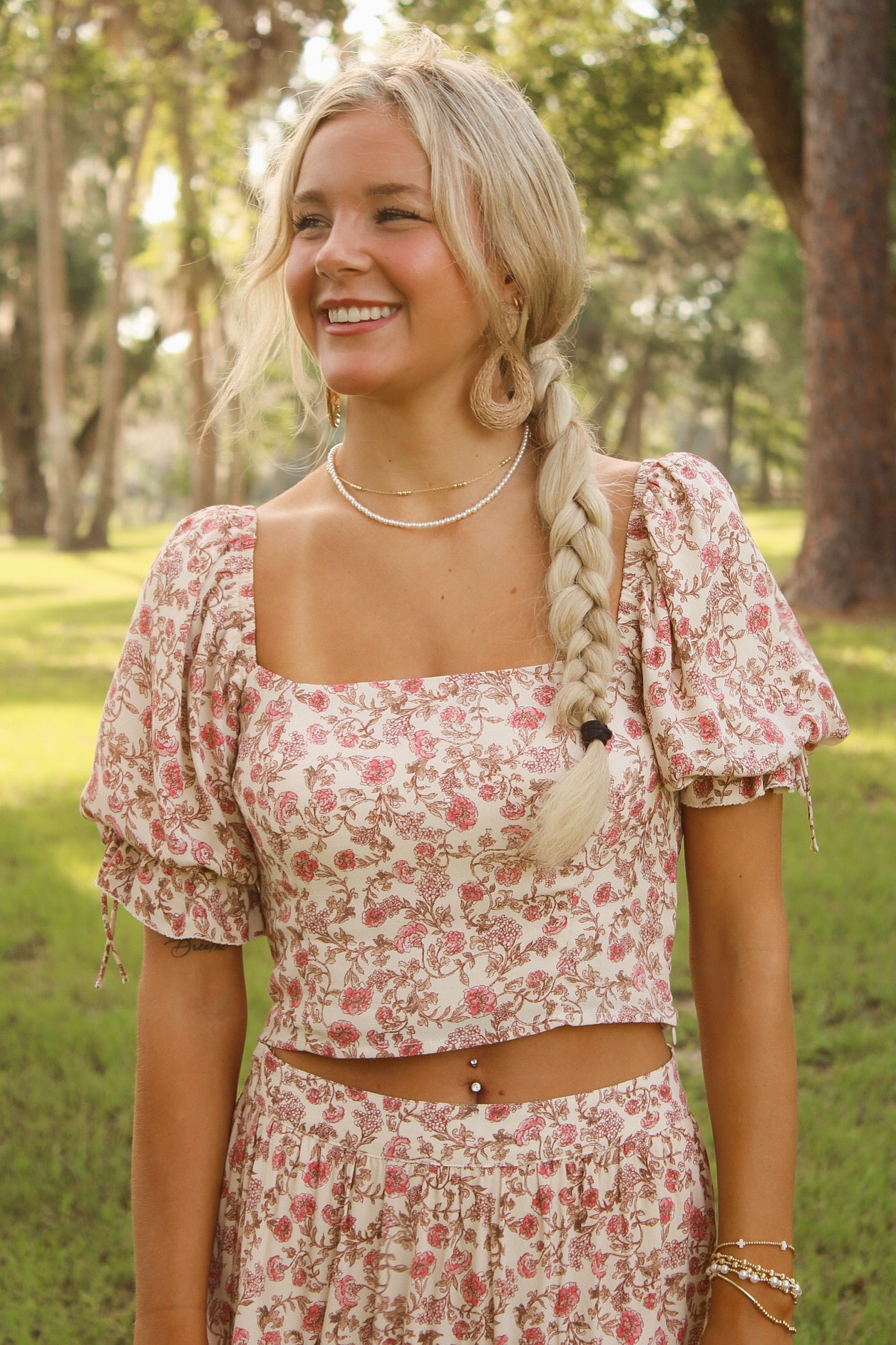 Z Supply: Moira Floral Top - Sandshell
