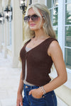 Friendly Gatherings Crochet Knit Vest - Brown
