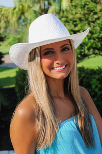 All My Love Straw Braided Cowboy Hat - White