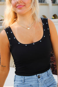 The Encore Studded Tank Top - Black