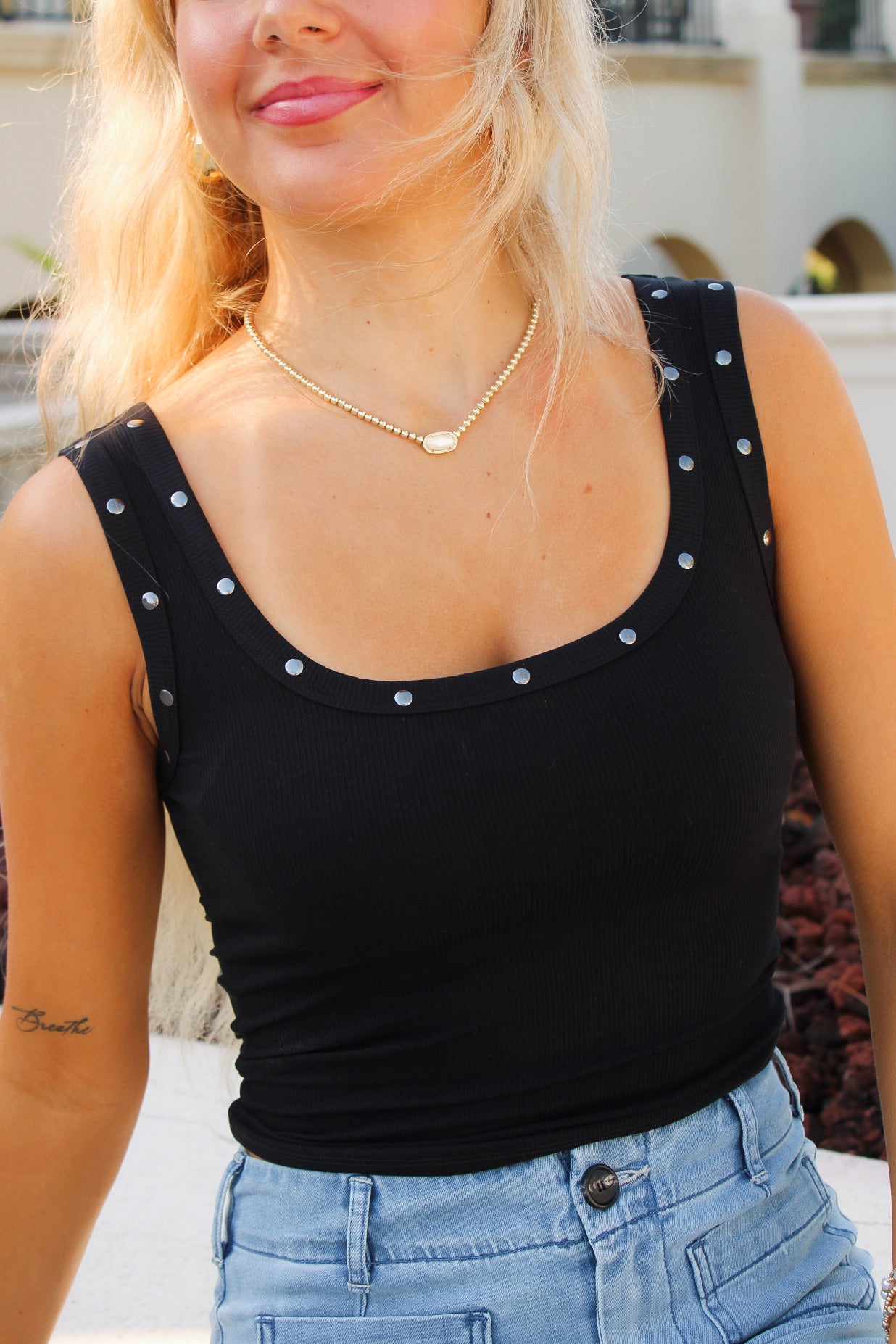 The Encore Studded Tank Top - Black