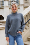 Cozy Times Mock Neck Sweater - Charcoal