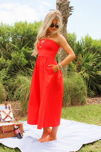 Z Supply: Sunsought Strapless Midi Dress - Lychee