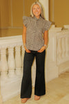 Cheer With Me Flutter Sleeve Top - Leopard