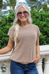 Autumn Days Knit Tab Sleeve Sweater - Tan