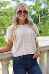 Moving Ahead Cable Knit Sweater - Oatmeal Melange