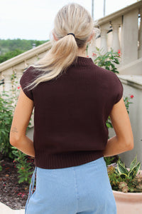 In Command Mock Neck Sweater - Brown