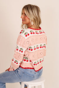 Cherry On Top Sweater - Pink Multi