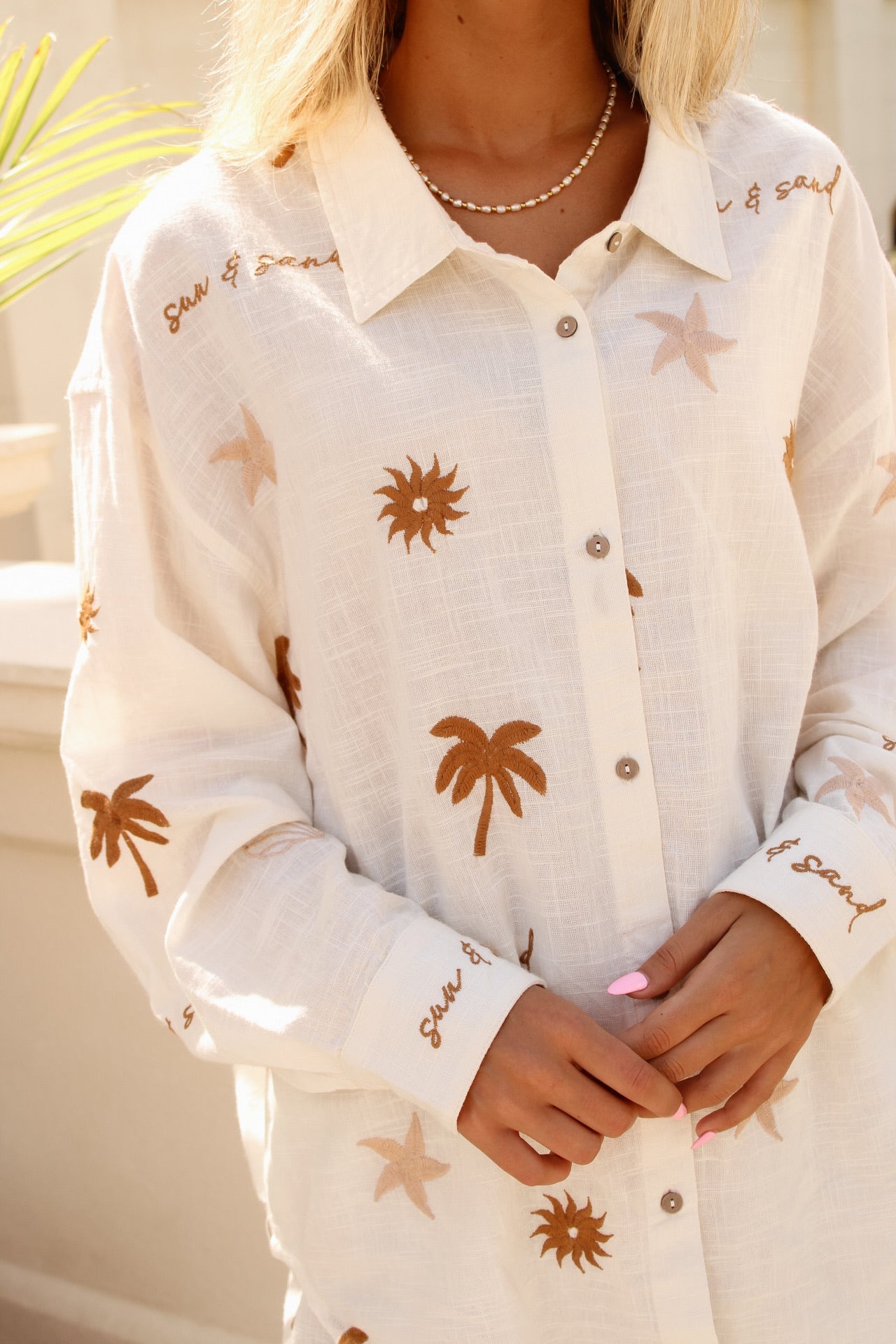 Surf Gypsy:  Coastal Escape Button Down Top - Ivory