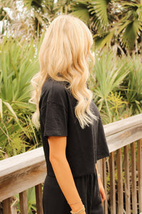 Z Supply: Sway Textured Cropped Tee - Black