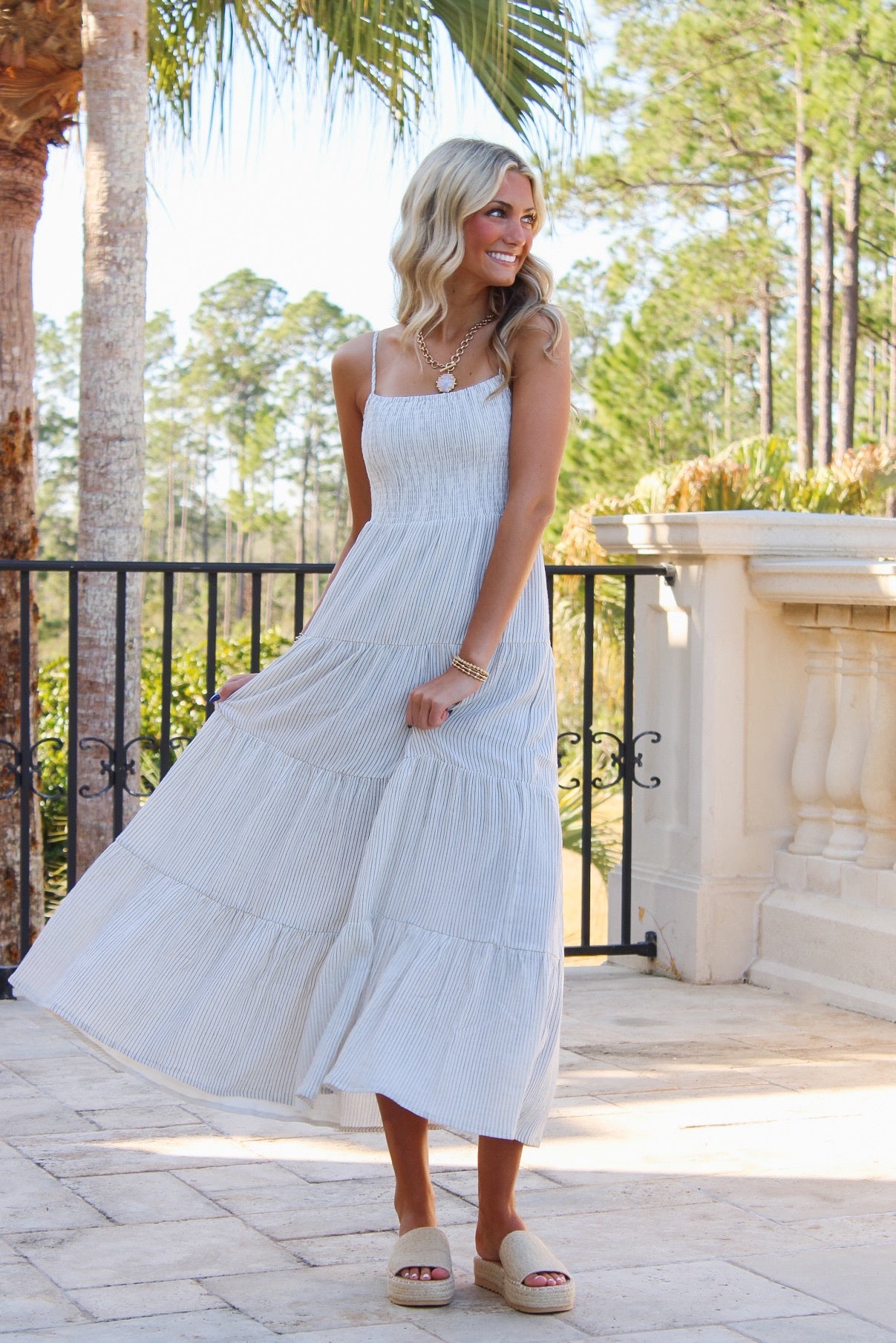 z supply maxi dress Z Supply Balos Striped Maxi Dress Natural / L