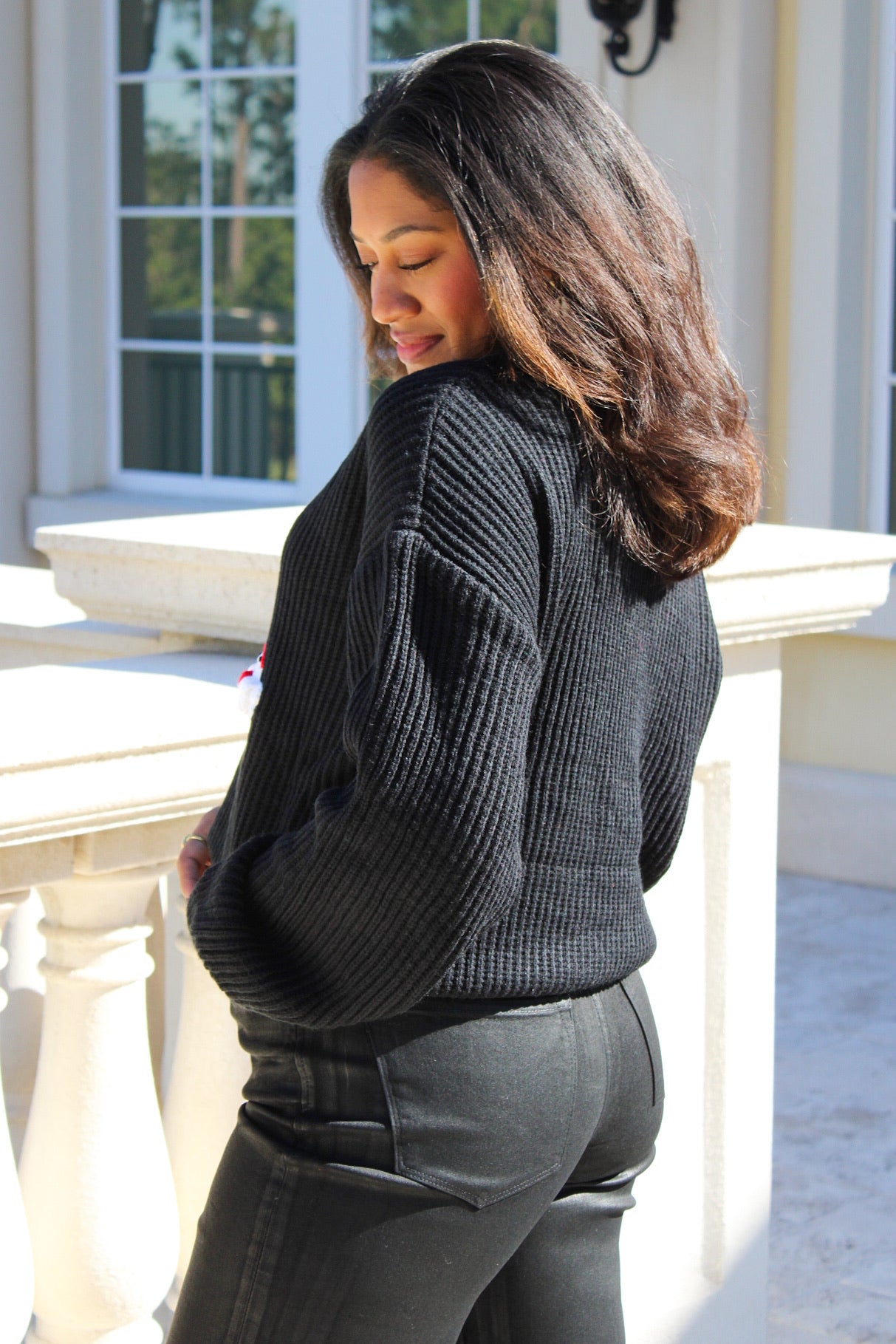 Festive Spirit Ho Ho Ho Sweater - Black