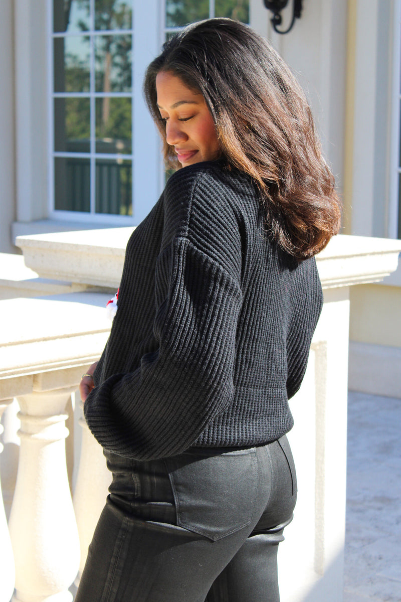 Festive Spirit Ho Ho Ho Sweater - Black