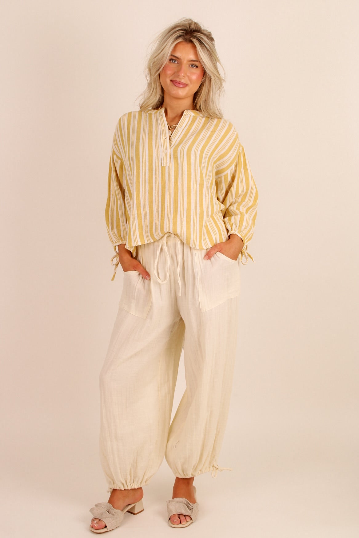 Calling For Spring Striped Top - Yellow