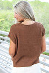 Cool Breeze Split Neck Sweater - Brown