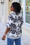 Pattern Play Bubble Sleeve Printed Top - Navy