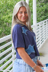 Shine Bright Star Patch Crop Top - Navy
