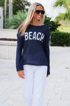 BEACH Crewneck Sweater - Navy