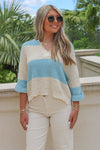 Cozy Dreams Striped Cropped Sweater - Mint