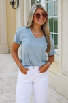 Simply Put Scoop Neck Top - Slate Blue
