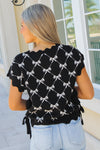 Wrapped With Love Bow Pattern Sweater - Black