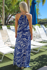 Maui Beaches V-Neck Maxi Dress - Blue